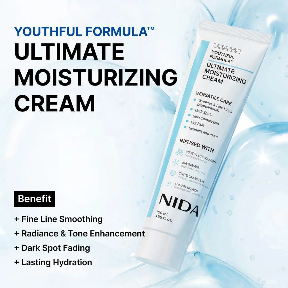 NIDA Youthful Glass Skin Combo con crema hidratante y sueros para lograr una piel juvenil y radiante