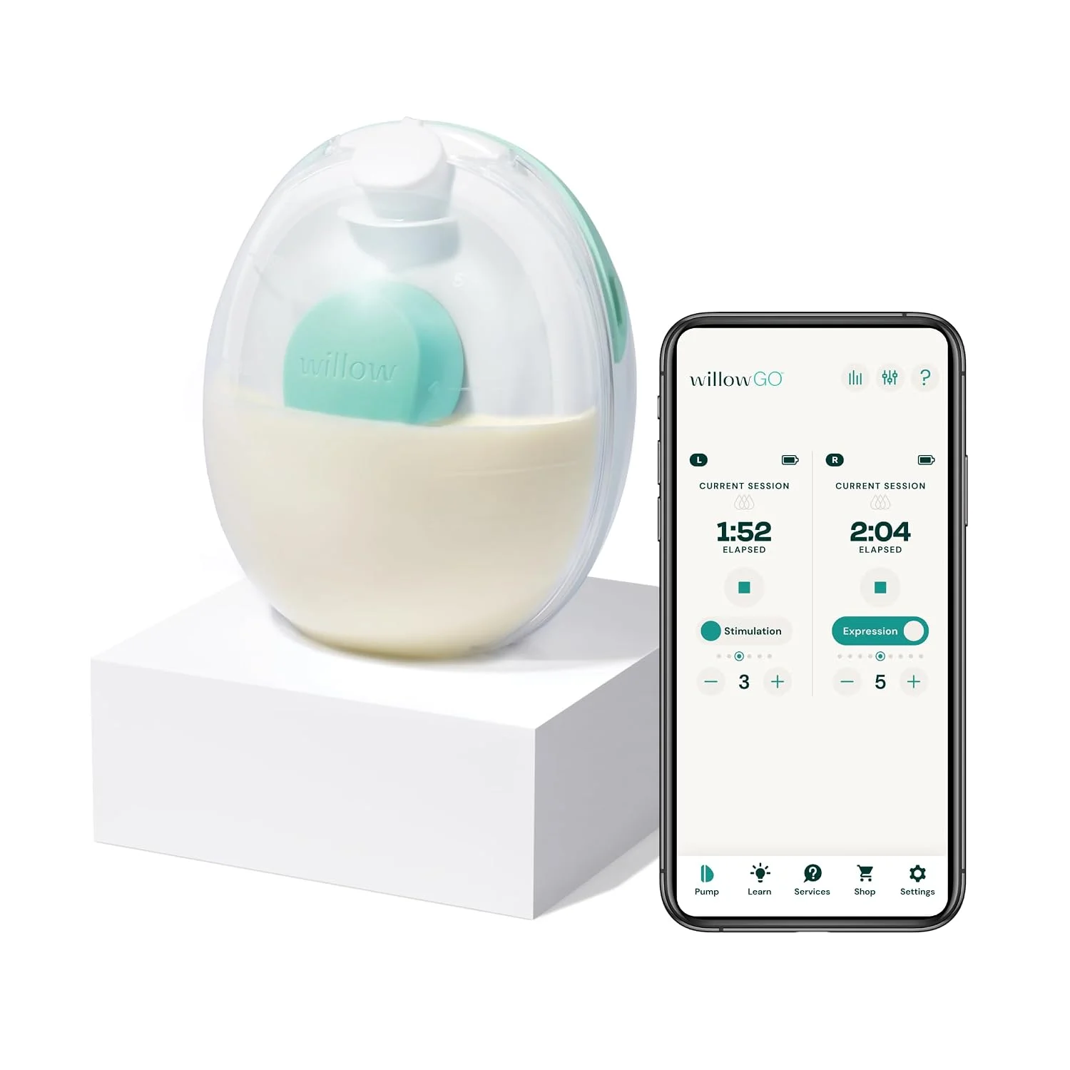 Willow Go Extractor de Leche Manos Libres con 15 Niveles y App