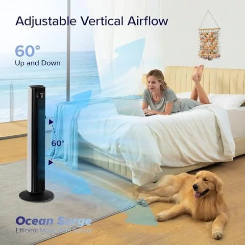 Levoit Tower Fan for Bedroom, 1472 CFM Fans that Blow Cold Air, 22dB Quiet