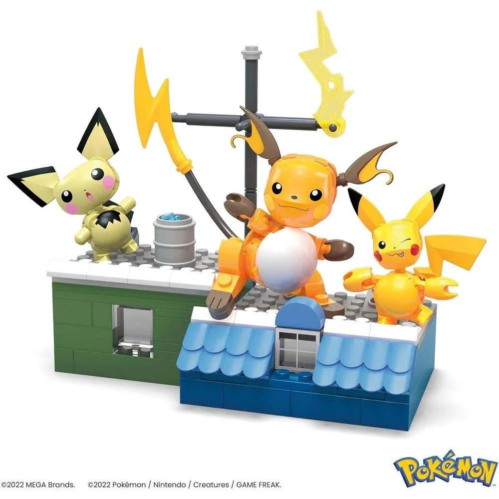 MEGA Figura Pokémon para Niños, Juego de Construcción de Pikachu Evolution, 159 Piezas, 3 Personajes Posables, Regalo Ideal