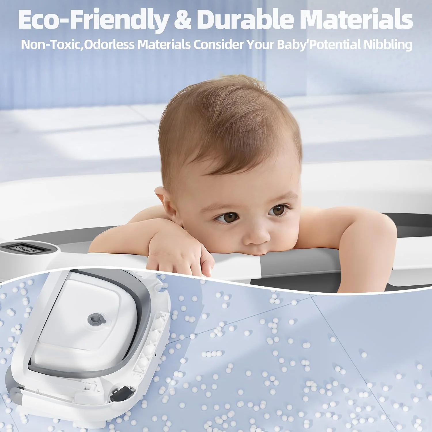 iBabyMax Bañera Plegable para Bebé con Termómetro 0 a 36 Meses Gris