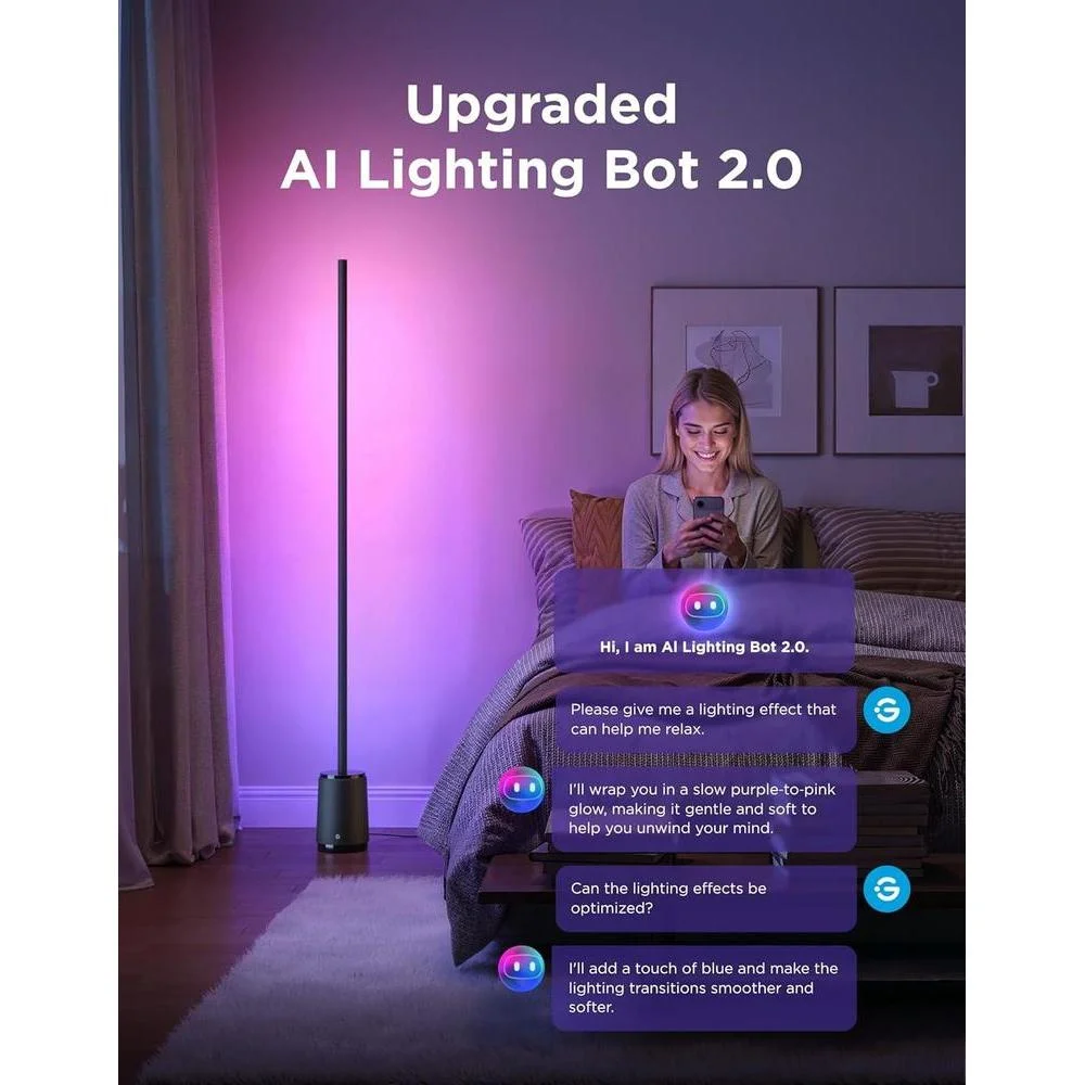 Lámpara de pie Govee Smart RGBIC, compatible con asistentes de voz, color y temperatura ajustables, con modos dinámicos