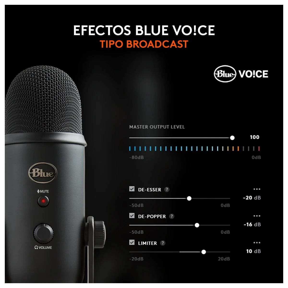 Micrófono USB Blue Yeti para PC y Mac, con 3 cápsulas de condensador, 4 patrones de captación