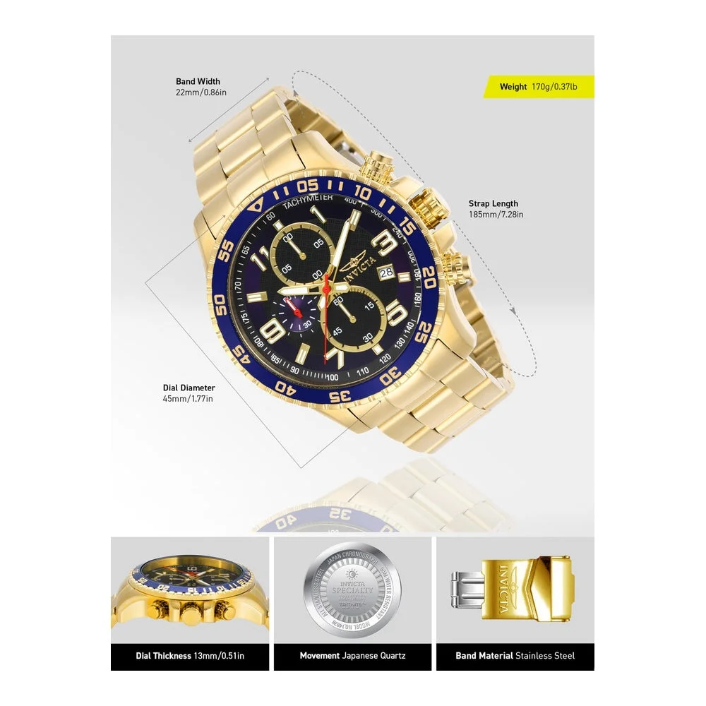 Reloj Invicta Specialty para hombres, cronógrafo, acero inoxidable con dial texturizado, estilo moderno y elegante