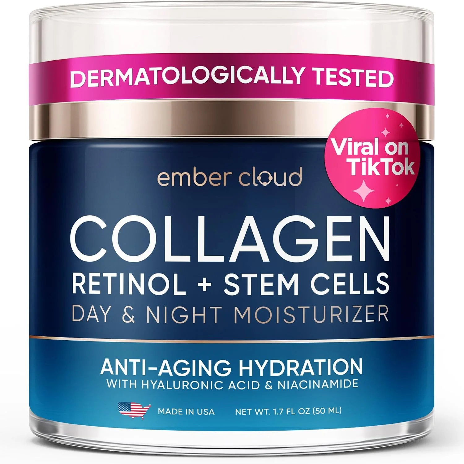 Crema facial Ember Cloud Colágeno día y noche con células madre y retinol 1.7 oz