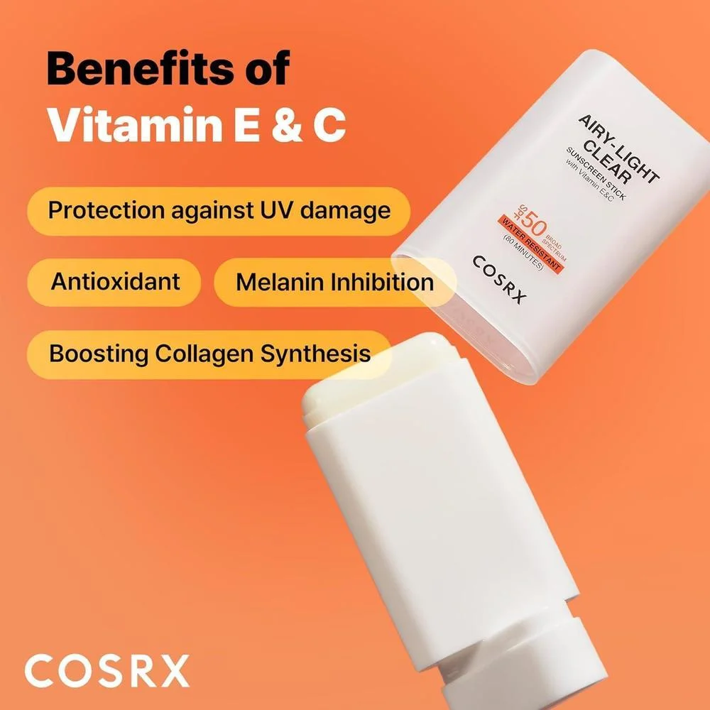 Protector Solar en Barra Transparente y Ligero SPF 50 con Vitamina E y C 19g
