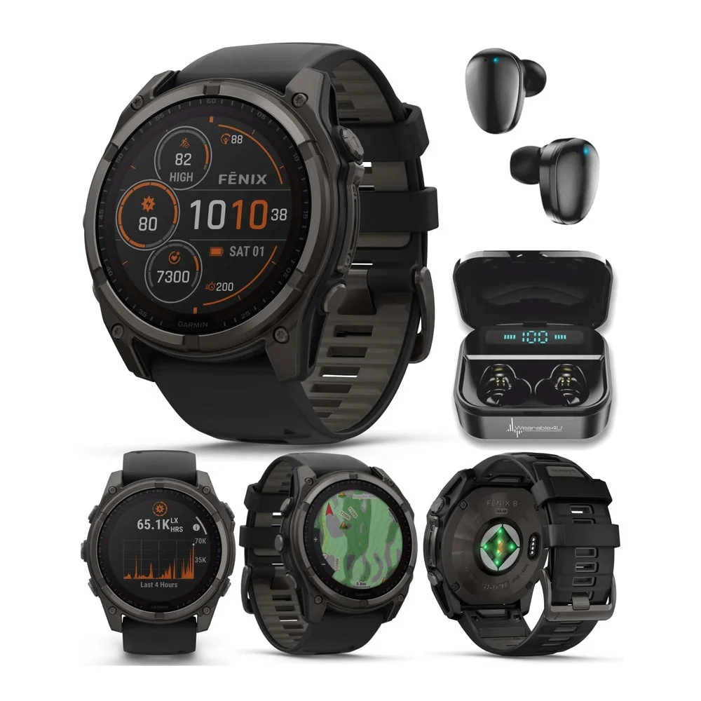 Smartwatch Garmin Fenix 8 51 mm Solar Titanio Gris Carbón con Auriculares