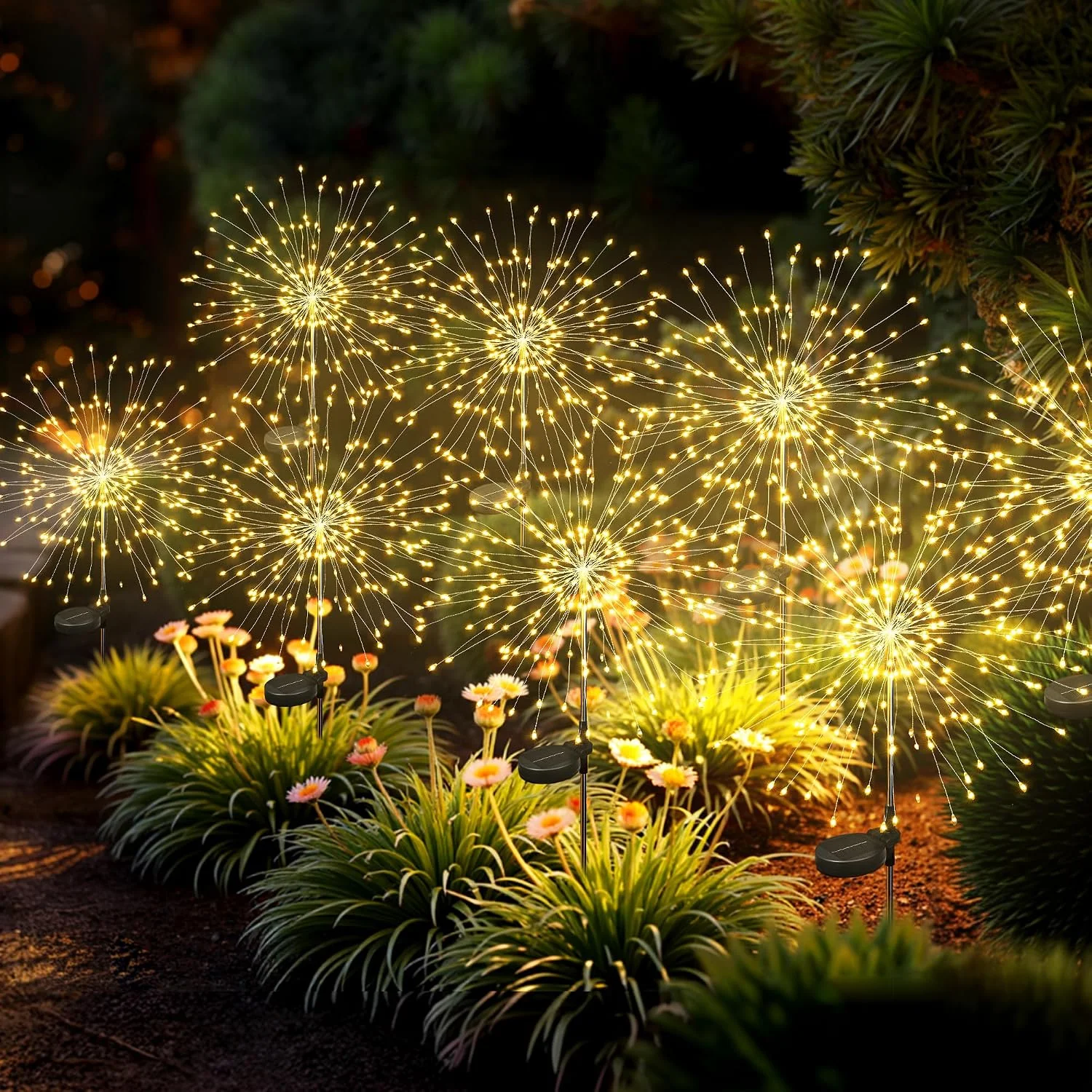 Estacas solares para jardín SUNCKET 8 piezas 120 LED luz blanca