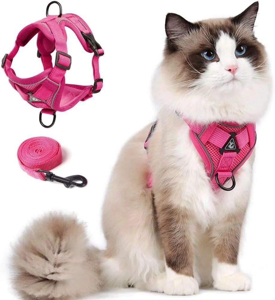 Arnés y correa para gato Skmeditec tamaño L rosa