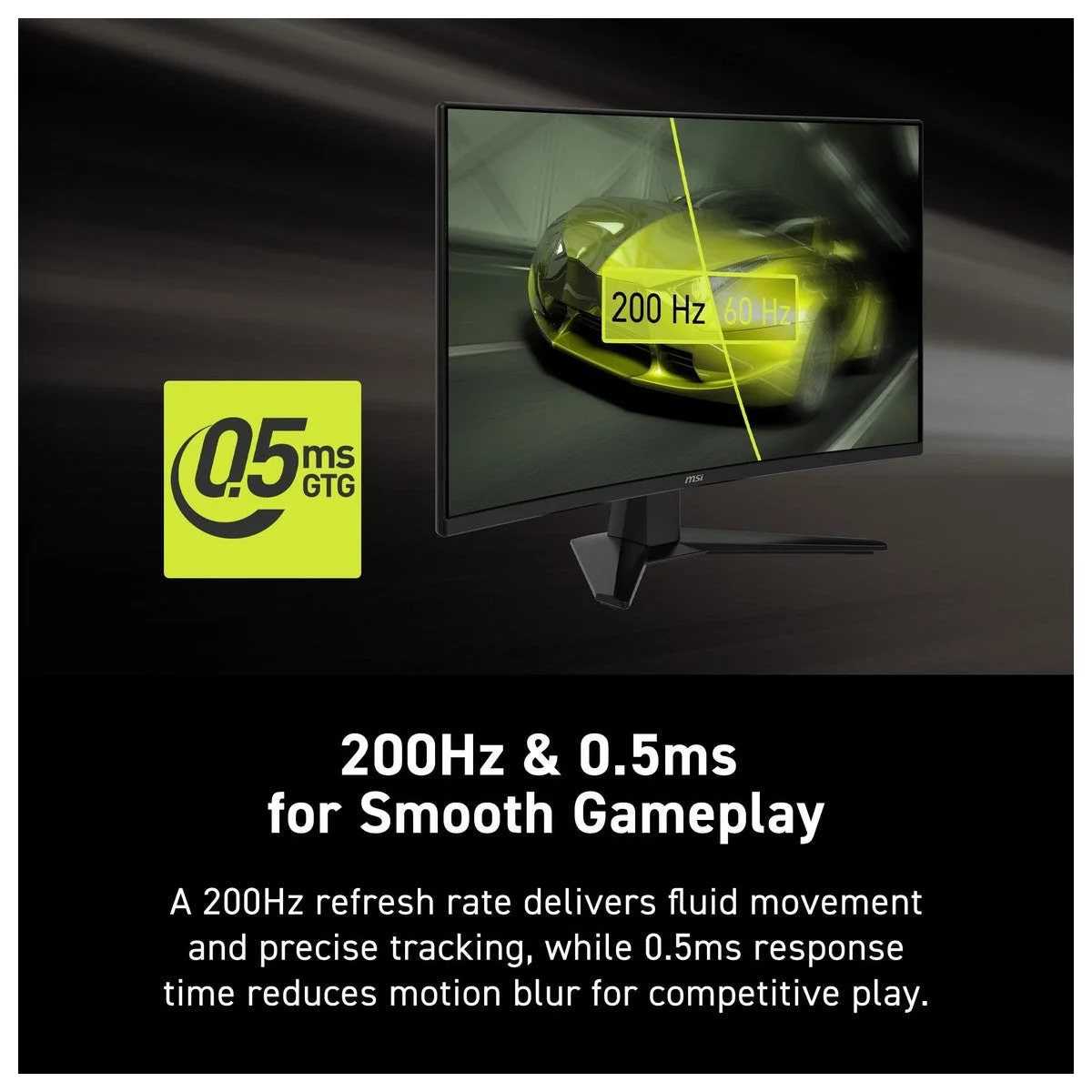 Monitor para juegos MSI MAG 274CF E20 con resolución FHD, 200Hz, 0.5ms, HDR, Adaptive Sync, HDMI y DisplayPort, negro