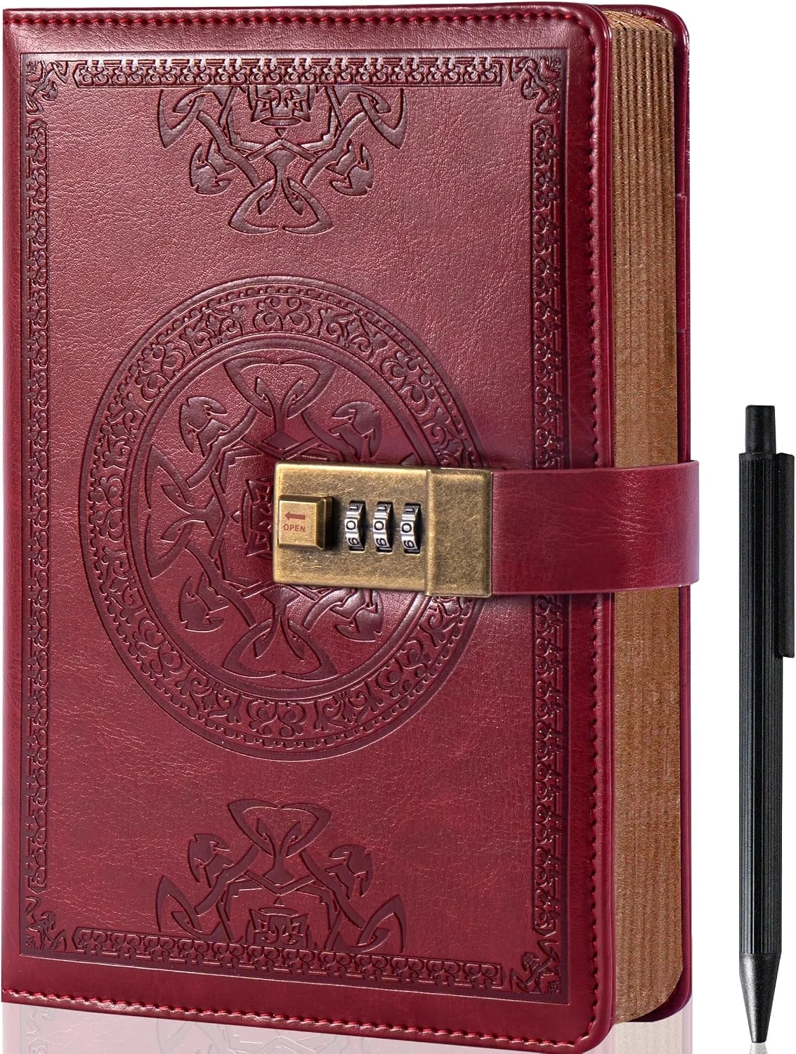 Agenda con candado Cagie A5 rojo oscuro