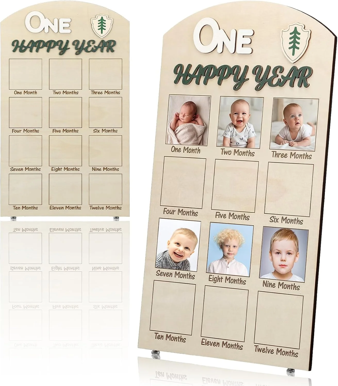 Cinnvoice One Happy Camper 1st Birthday Photo Board Camping First Birthday Wooden Decorative Board Milestone Monthly Photo Props Gift Supplies for Party Commemorative Events