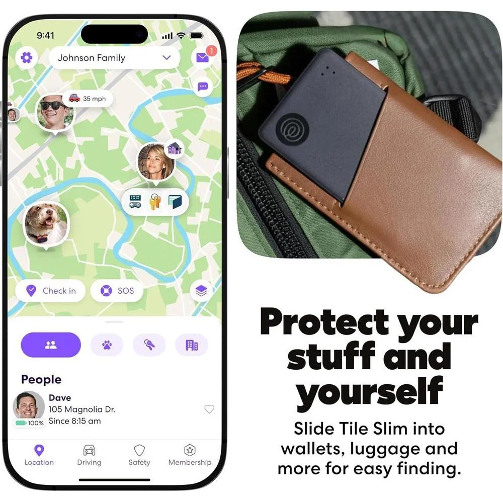 Tile Slim Bundle - Buscador De Billeteras, Rastreador Bluetooth Y Localizador Compatible Con Ios Y Android, Paquete De 4 En Negro