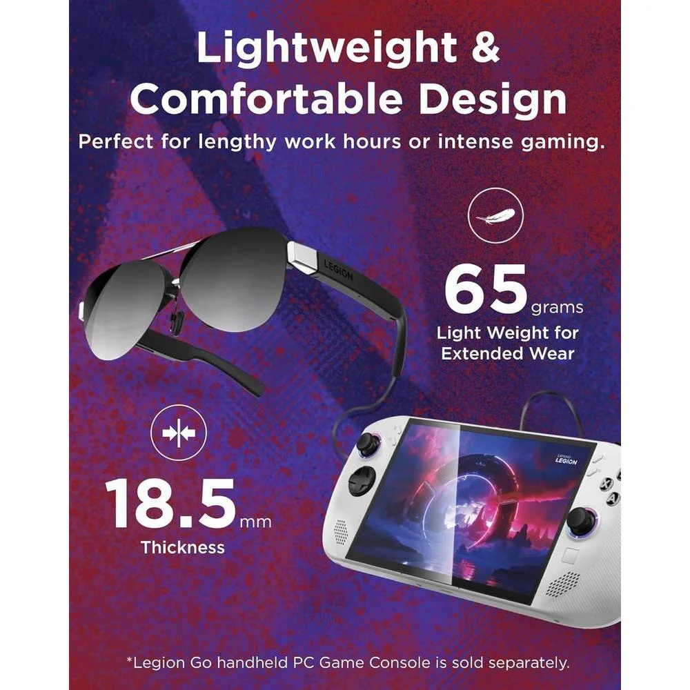 Lenovo Legion Glasses Gen 2 - Monitor Personal Portátil Micro-OLED FHD 120Hz para Juegos, Películas y Dispositivos USB-C