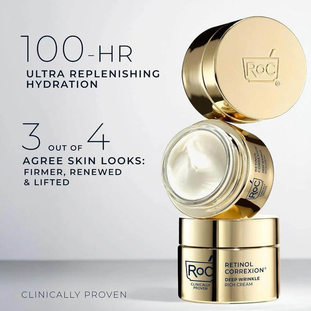 RoC Crema Rica para Arrugas, Sin Fragancia, Antienvejecimiento para Hombres y Mujeres