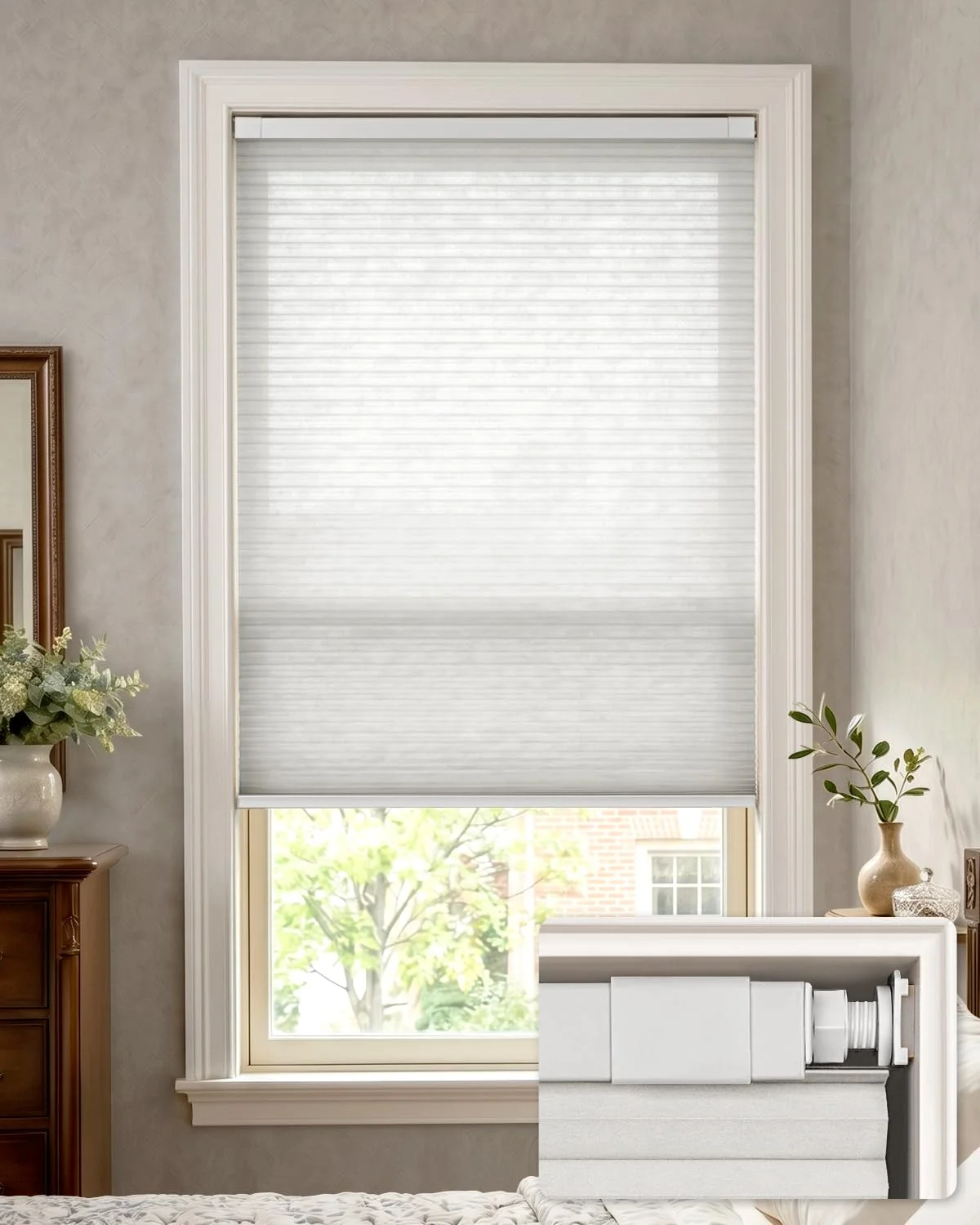 Persiana celular LazBlinds sin perforación 36" x 72" blanco