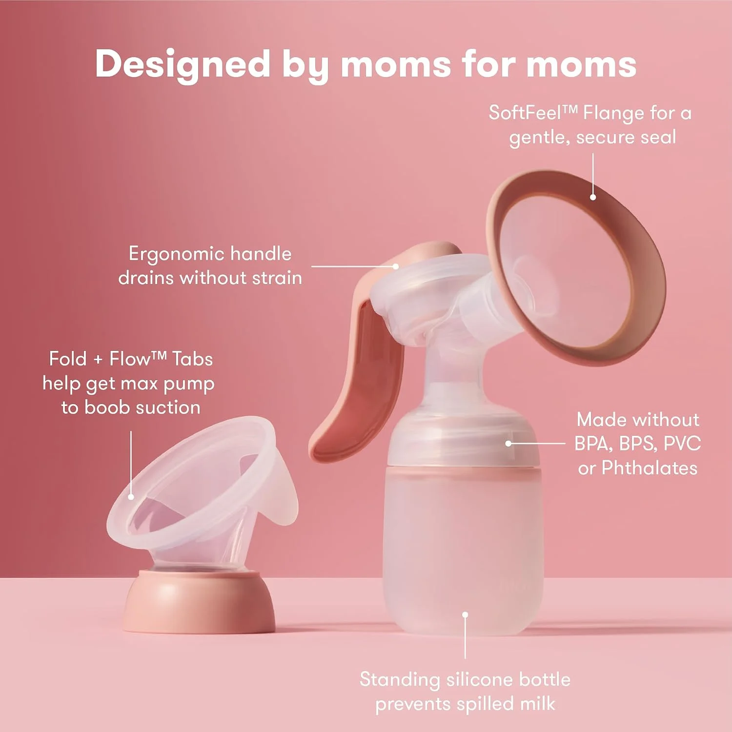 Frida Mom Extractor de Leche Manual 2 en 1 con Copa Manos Libres