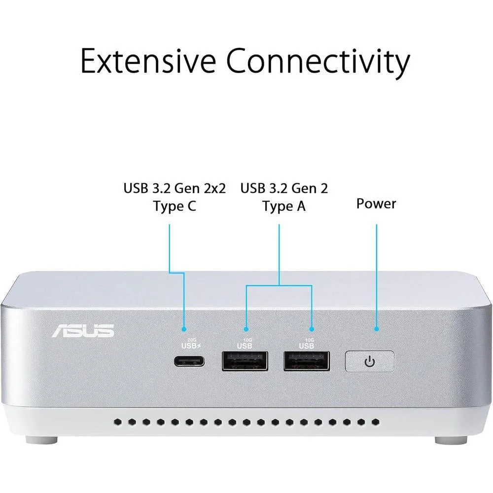 ASUS NUC 14 Pro+ con Intel Core Ultra 9, 32GB RAM, 1TB SSD, Thunderbolt 4 y soporte VESA, chasis de aluminio plateado