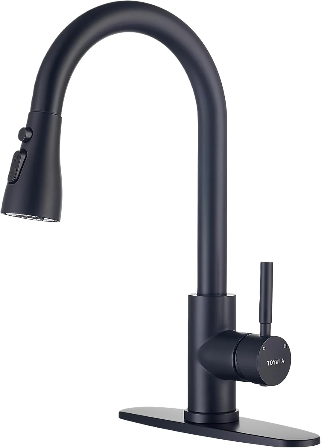 TOYWIA Kitchen Faucets with Pull Down Sprayer, 3 Function Sprayer, Matte Black Stainless Steel Single Handle High Arc Sink Faucet for RV, Bar, Farmhouse, Laundry, Outdoor