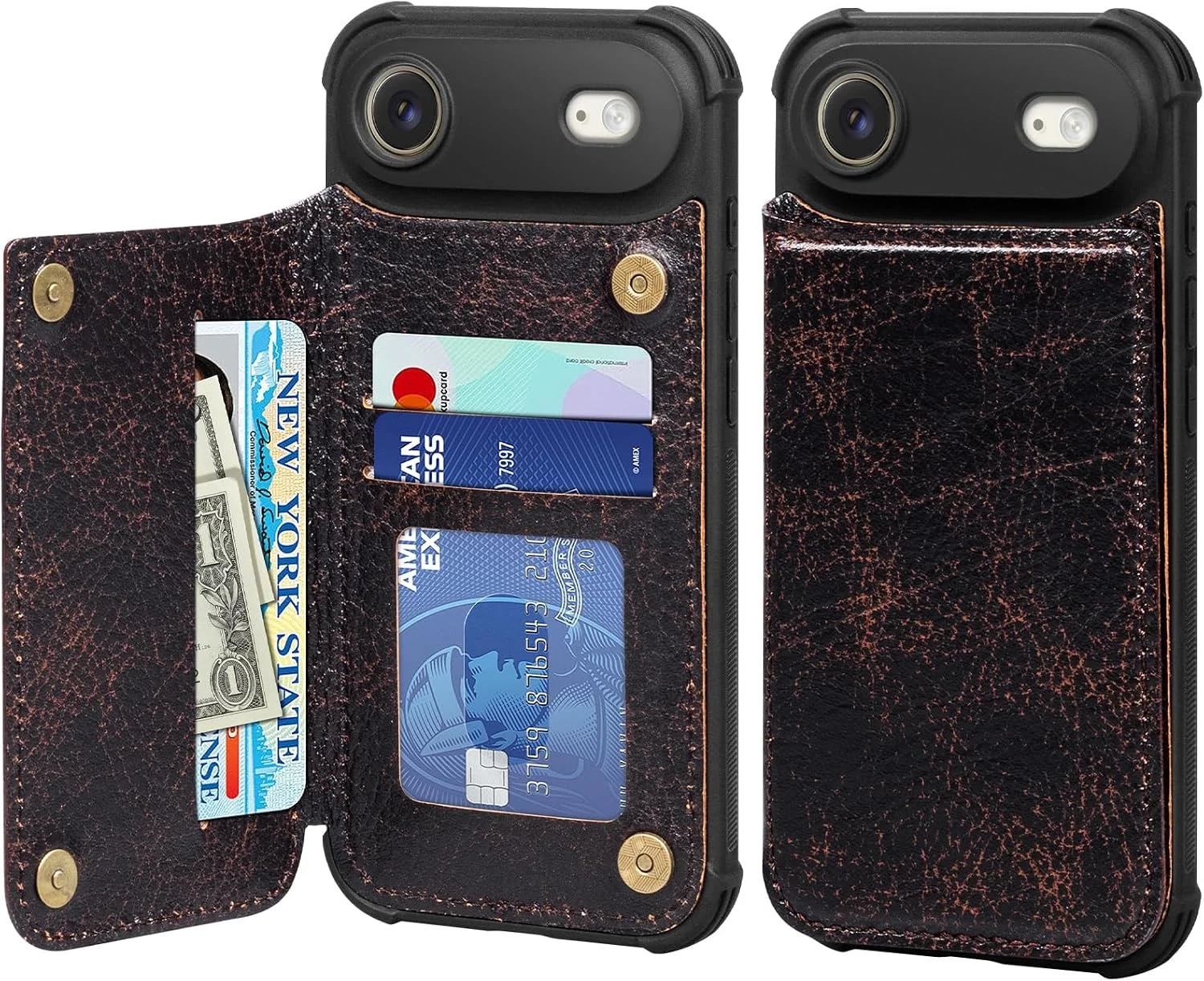 Funda Wallet de Cuero Real RMAWRAD para iPhone 17 Air 6.5 pulgadas