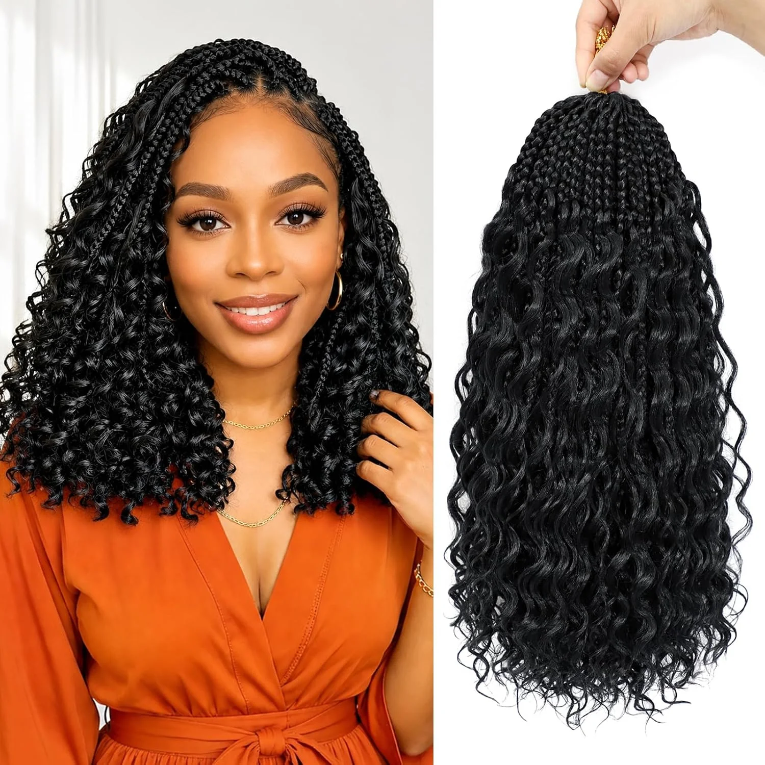 Extensiones de cabello crochet Mairead Goddess Box Braids 12 pulgadas
