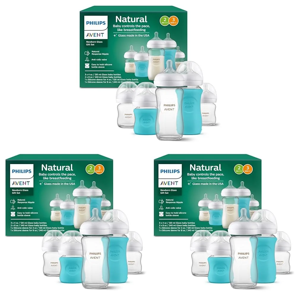 Philips Avent SCD858/01 Set de Biberones de Vidrio Natural Response 4 y 8 oz Pack de 3