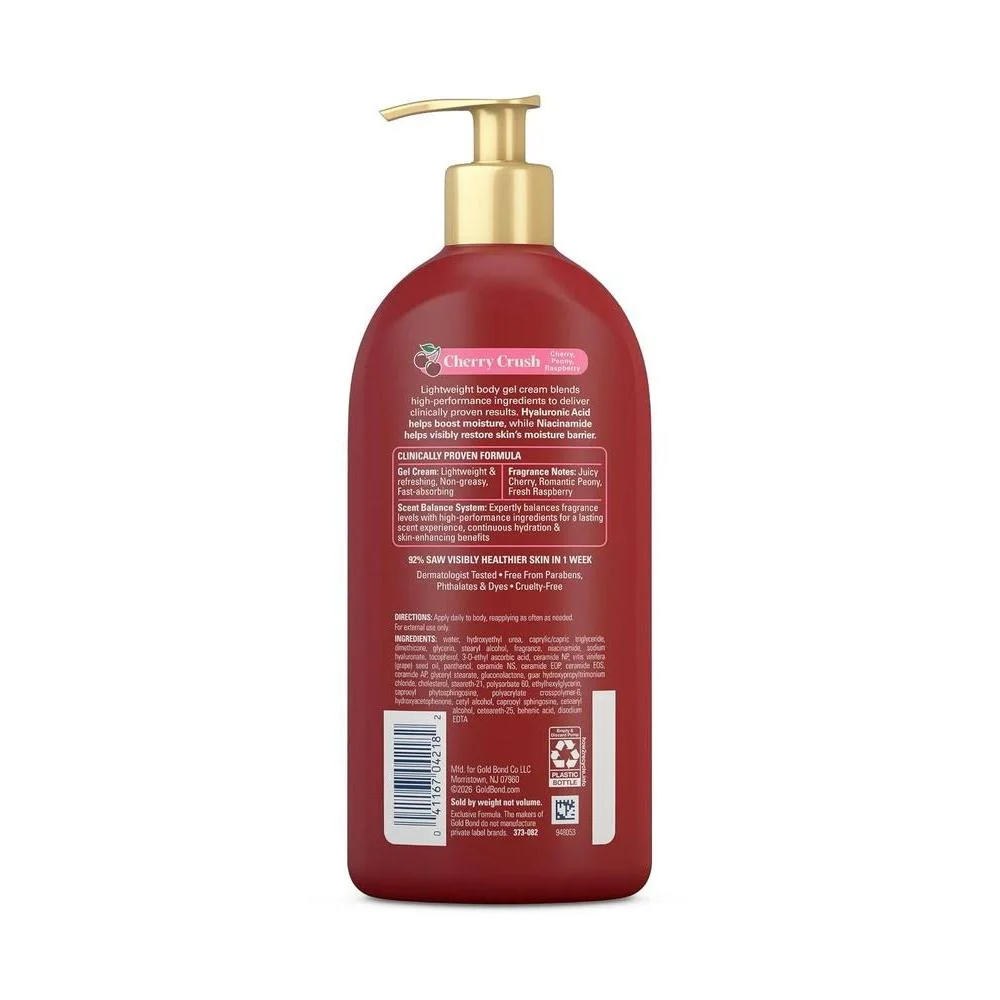 Gold Bond Cherry Crush Crema Gel Hidratante 24H Con Ácido Hialurónico Y Niacinamida 414ml
