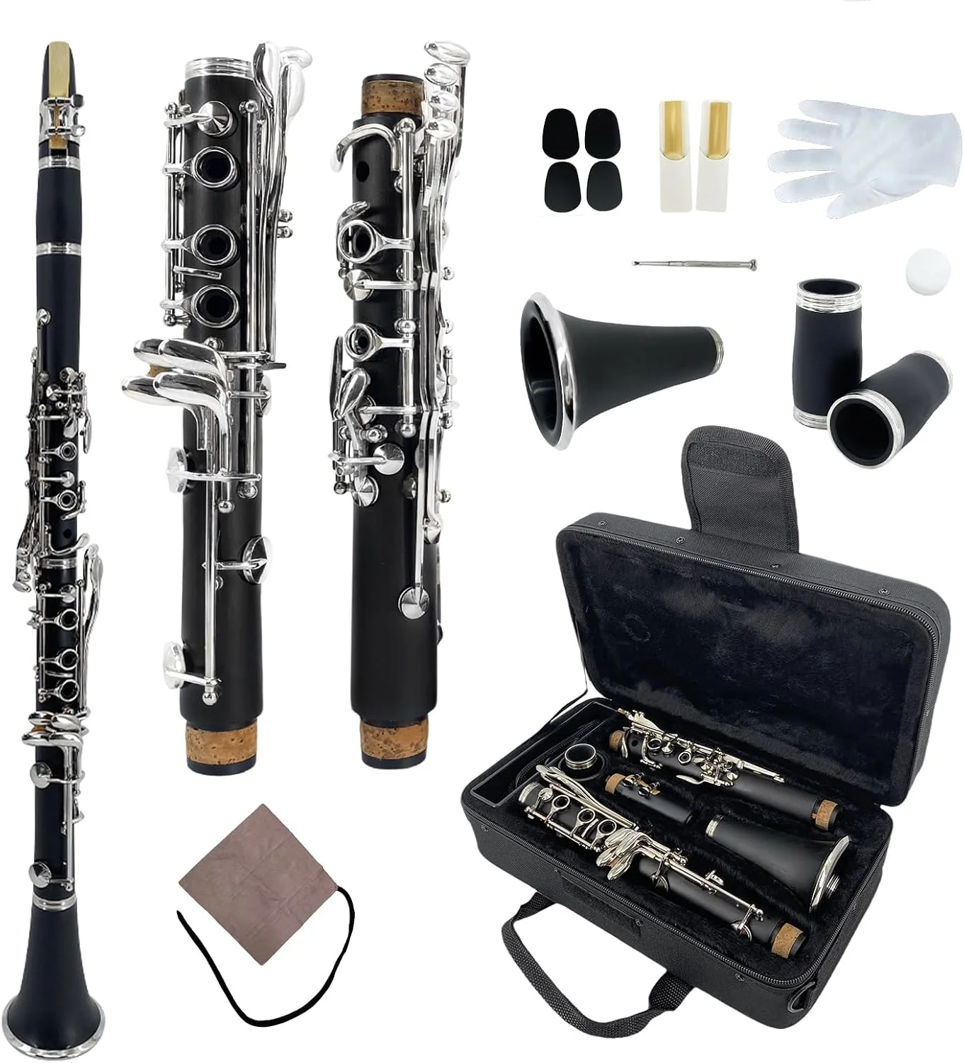 Clarinete A Youngmonic cuerpo ébano acabado negro con llaves niqueladas