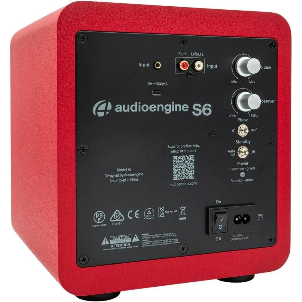 Subwoofer Audioengine S6: Altavoz compacto para TV o cine en casa con 210W y graves profundos