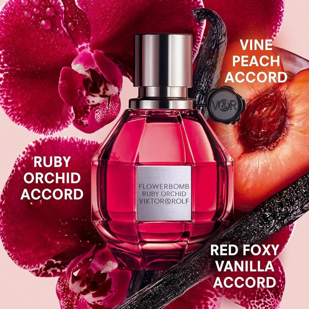 Viktor&Rolf Flowerbomb Ruby Orchid Eau de Parfum - Perfume Femenino Floral Afrutado con Vainilla y Melocotón