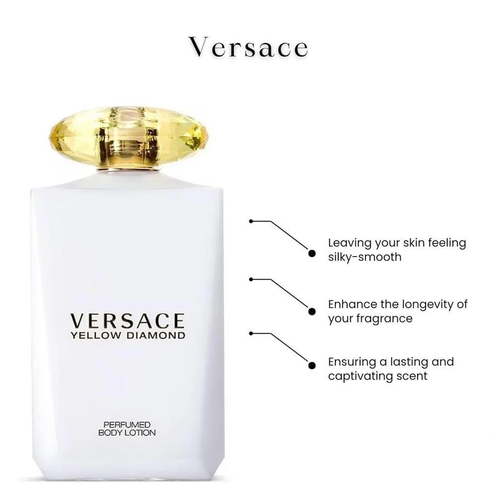 Versace Loción Corporal Diamante Amarillo, aroma floral, 200ml. Hidratación y luminosidad para la piel