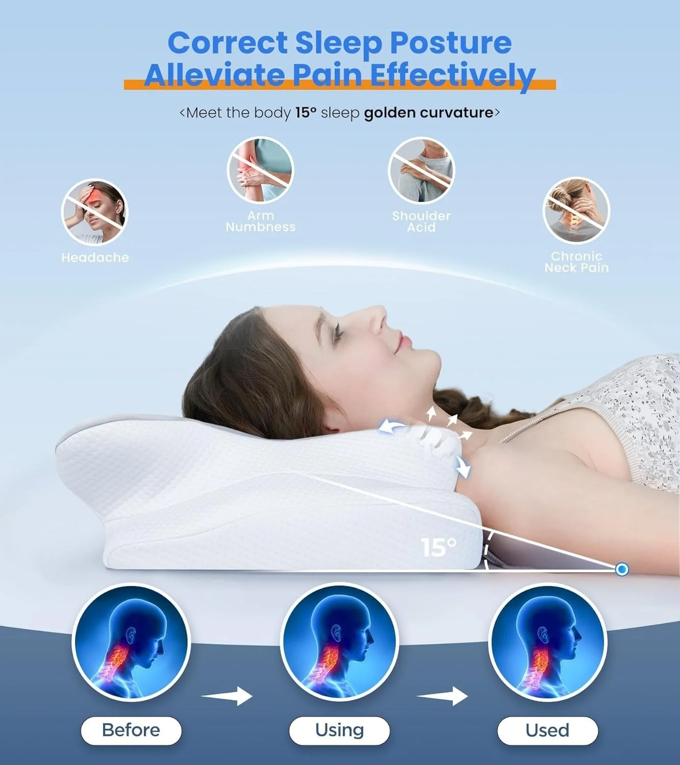 Cozyplayer Ultra Pain Relief Cooling Pillow for Neck Support, Adjustable Cervical