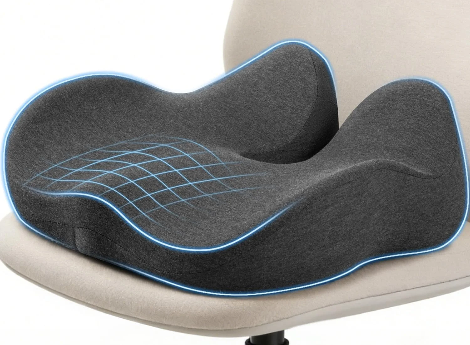 Cojín de espuma viscoelástica para silla de oficina con alivio de presión en cóccix tamaño grande