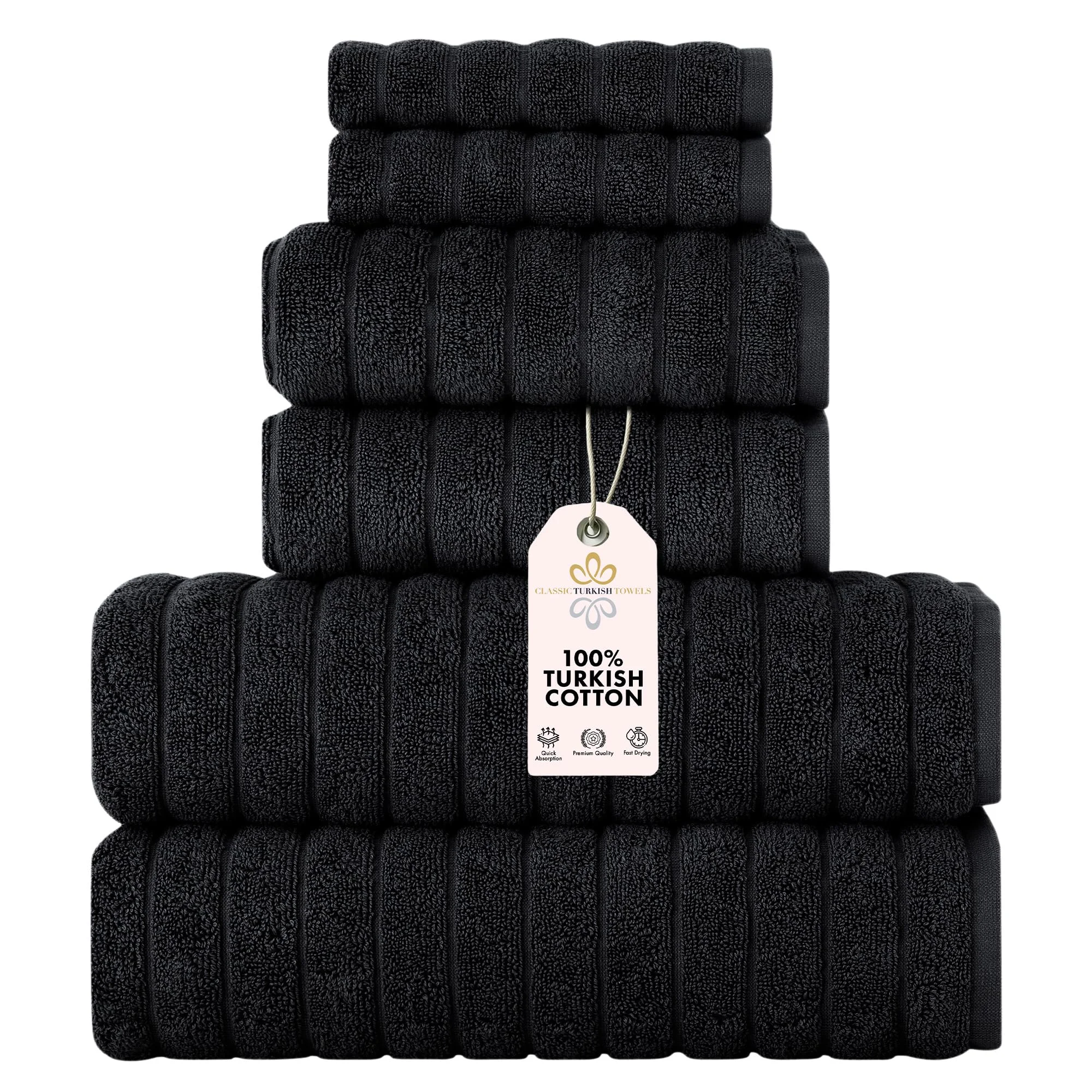Set de toallas Classic Turkish Towels 6 piezas algodón turco negro