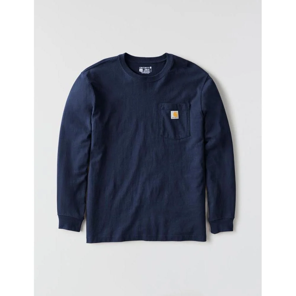 Camiseta de trabajo Carhartt de manga larga con bolsillo para hombre, ajuste holgado y resistente para actividades intensas