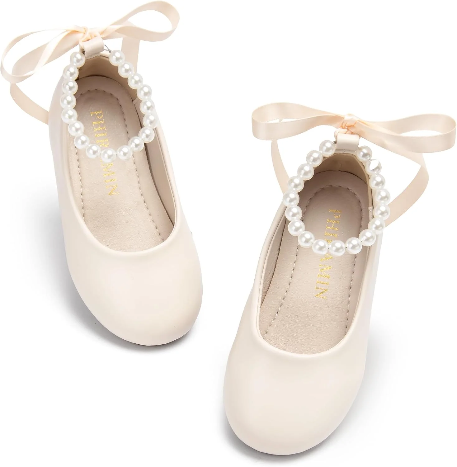 Zapato Phiramin Flower Girl Ballet Flat con Correa Perla para Niña