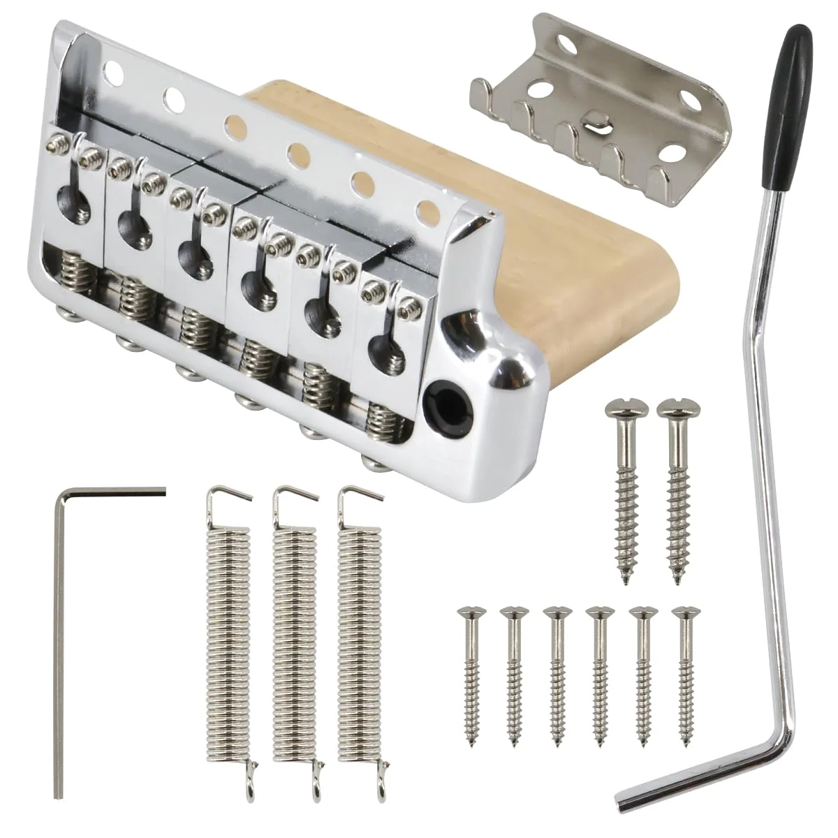Puente tremolo para guitarra eléctrica estilo PRS 52.5mm latón macizo 6 tornillos plateado