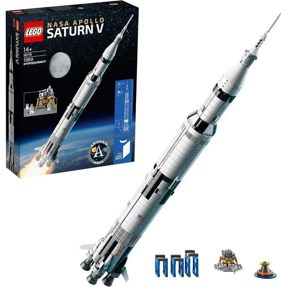 LEGO Ideas NASA Apollo Saturn V Cohete Espacial y Vehículos Set de Construcción Coleccionista