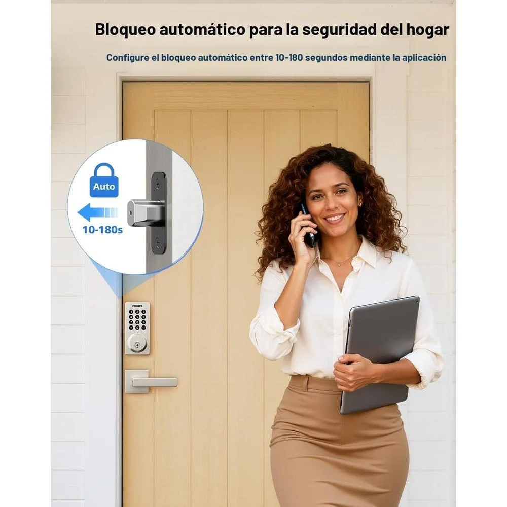 Cerradura inteligente Philips con WiFi integrado, control remoto por app, entrada sin llave y bloqueo automático