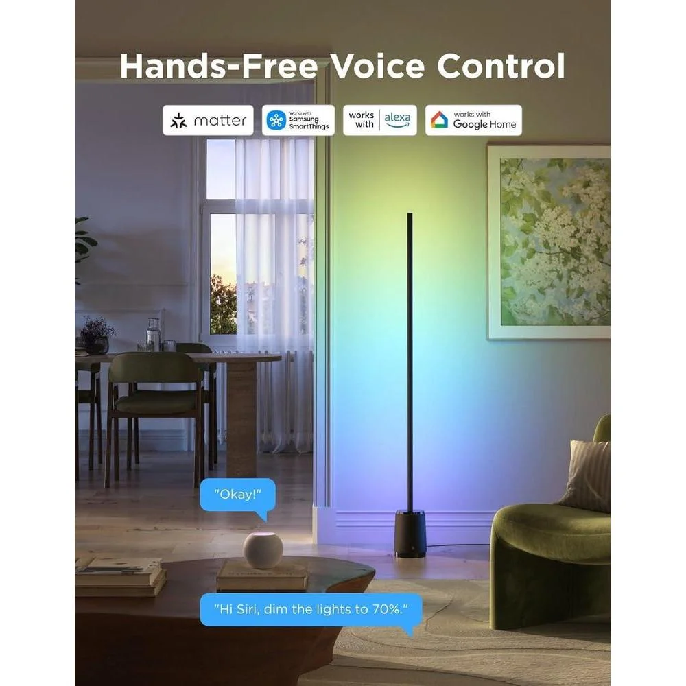 Lámpara de pie Govee Smart RGBIC, compatible con asistentes de voz, color y temperatura ajustables, con modos dinámicos