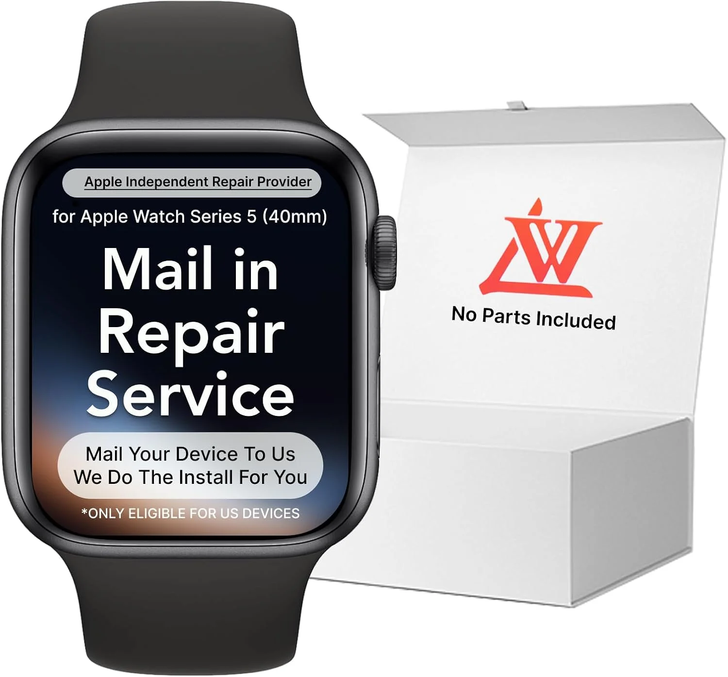LW Mail-in Repair Service with Original OEM Pull Screen for Apple Watch Series 5 (40mm) Replacement Screen LCD Display Touch Digitizer Assembly A2092 A2094 A2156 (We Repair for You, No Parts Sent)
