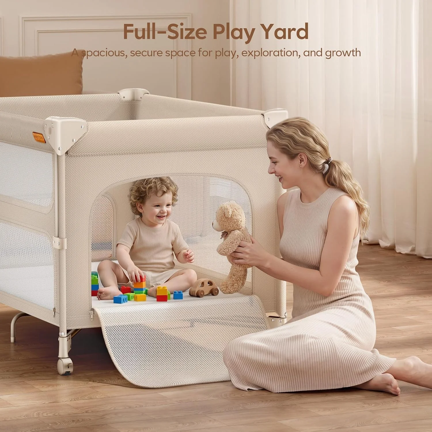 Angelbliss Cuna Colecho Plegable 5 en 1 con Corral de Juegos