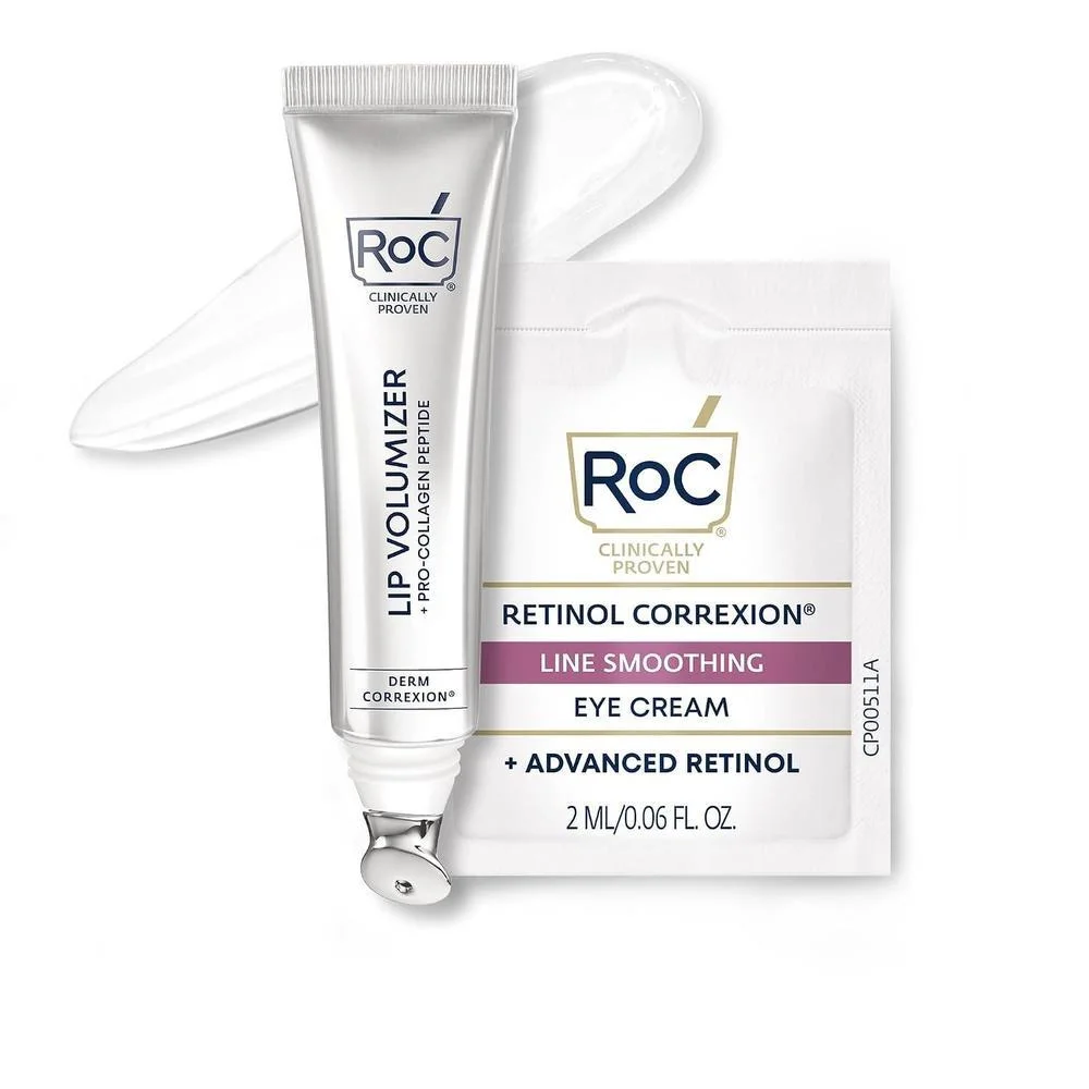 RoC Derm Correxion Lip Volumizer, tratamiento labial con ácido hialurónico y vitamina E, incluye crema suavizante de ojos