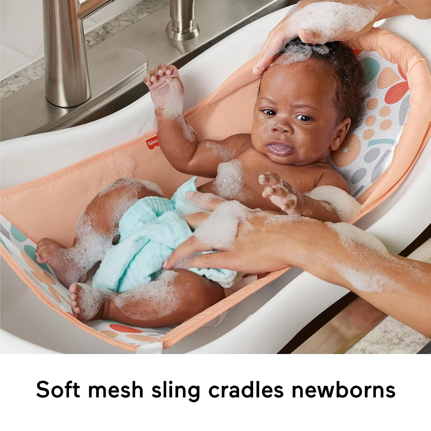 Fisher-Price Sling N Seat 4 en 1 Bañera para Bebé con 2 Juguetes Summer Blossoms