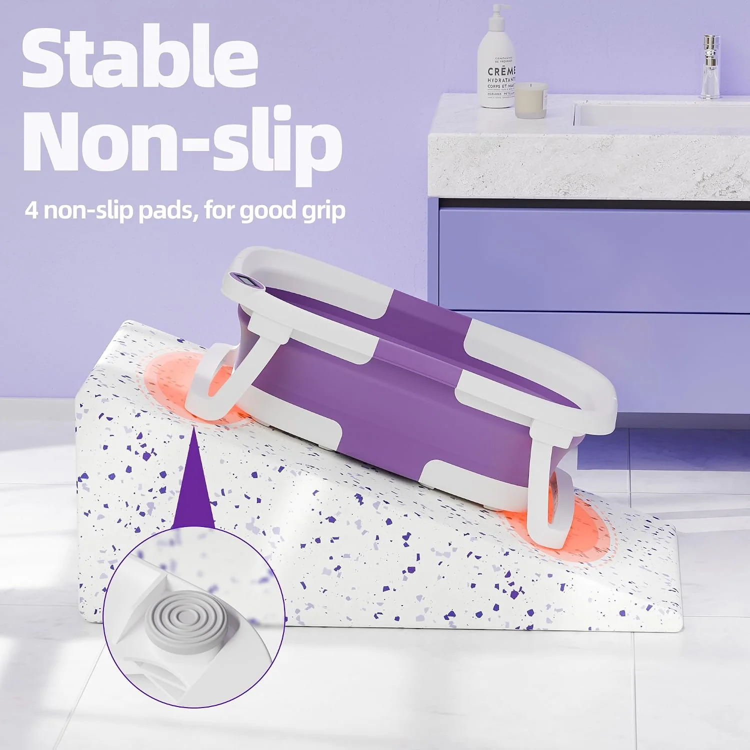 iBabyMax Bañera Plegable para Bebé con Termómetro 0 a 36 Meses Morada