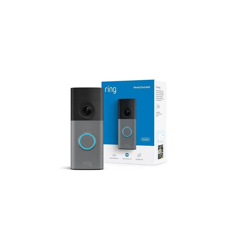 Videotimbre Ring con Retinal 2K, zoom mejorado, audio bidireccional, compatible Alexa y Chime para alertas en tiempo real
