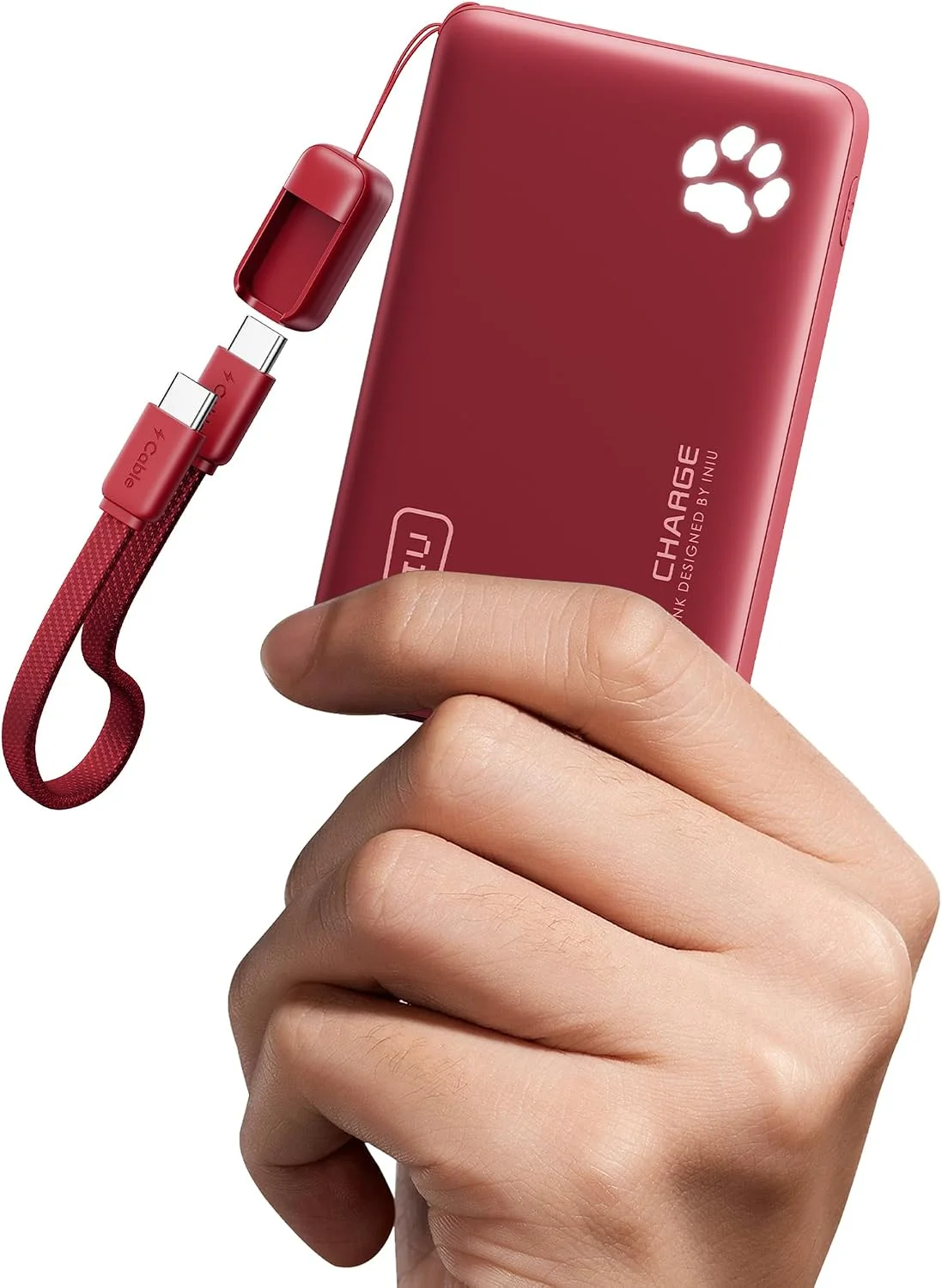 Batería externa INIU 10000mAh 45W carga rápida con cable USB-C desmontable