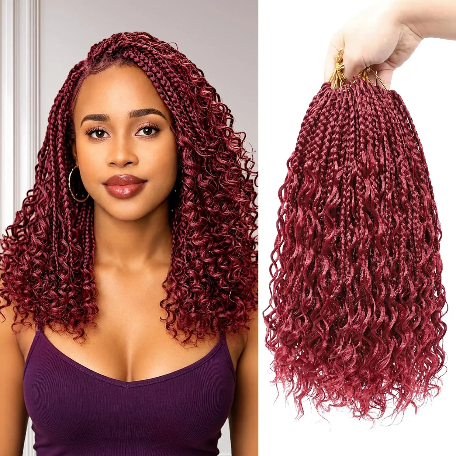 Extensiones de cabello crochet Mairead Goddess Box Braids 14 pulgadas