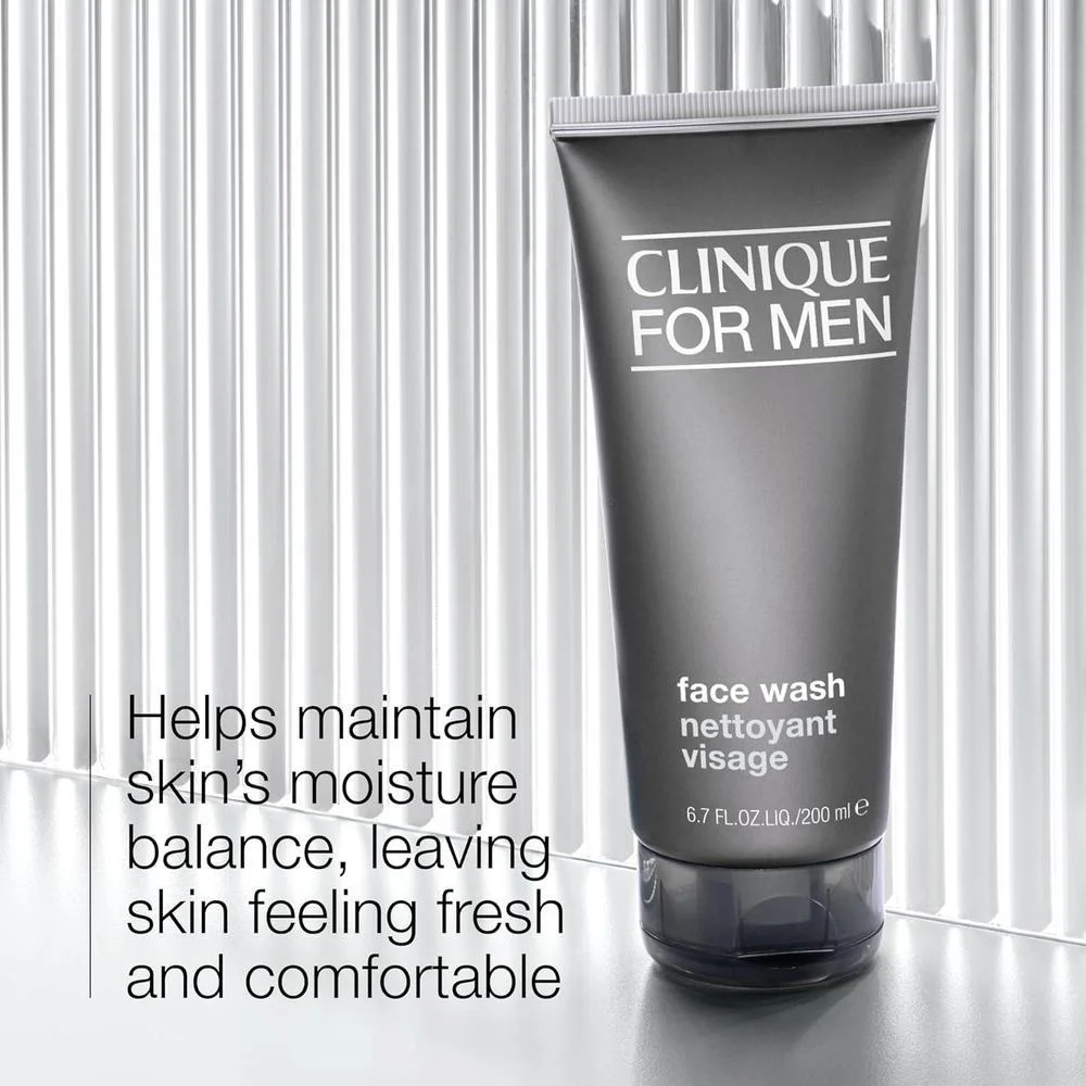 Clinique Lavado Facial para Hombres con Fórmula Adaptada a Piel Grasa, Libre de Fragancias, con Aloe Vera y Sucrose
