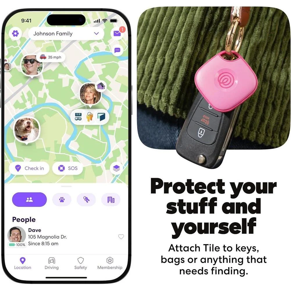 Tile Mate Rastreador Bluetooth para llaves, bolsas y artículos, compatible con iOS y Android, paquete de 4 colores
